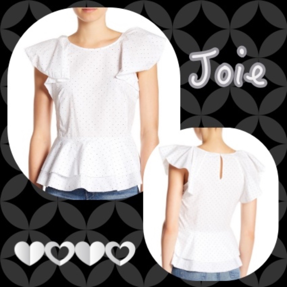 Joie White Peplum Top w/ Black Polkadots NWT - Picture 2 of 8